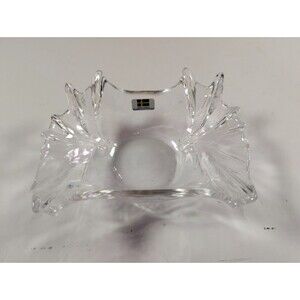 Vintage Lindshammar Sweden Clear Crystal Bowl Ruffled Flared Rim 5.5"